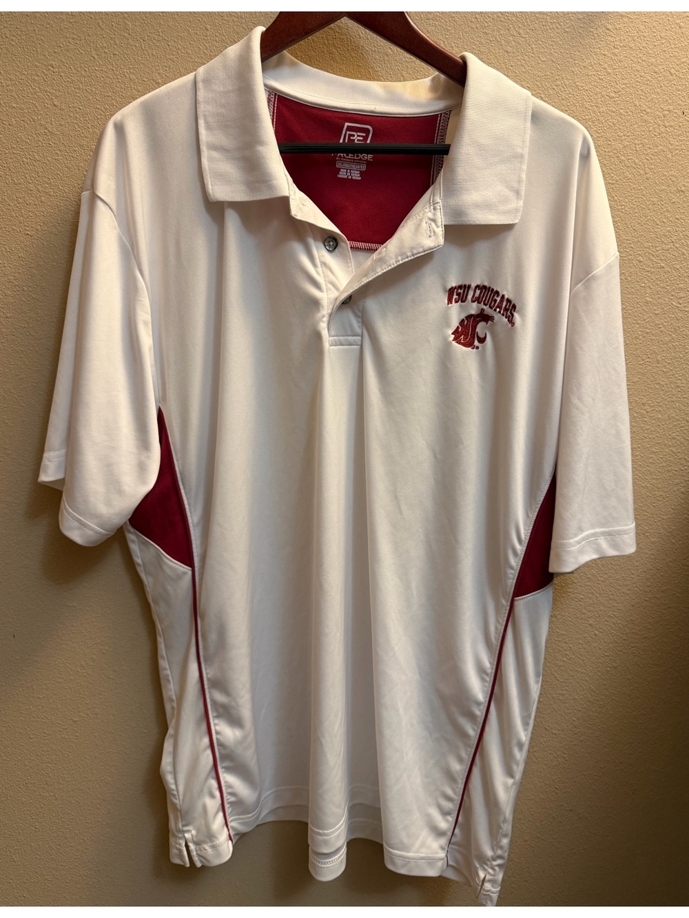 WASHINGTON STATE COUGARS WSU
Men's XXL polo Cougs crimson white short sleeve